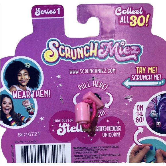 ScrunchMiez Series 1 Penelope #17 Pink Hair Scrunchie Bracelet Plush Collectible - Picture 5 of 5